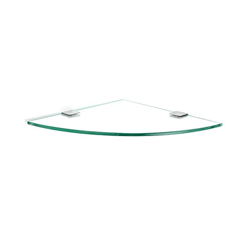 Eckregal aus Glas für Badezimmer, dreieckig, gehärtetes Glas, Duschregal mit polierten Metallhalterungen, kleiner Platz, Aufbewahrungslösung (30 cm, Stil 1) von Generisch