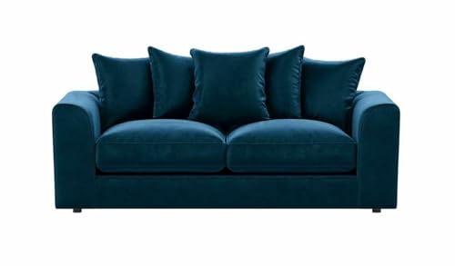 Ecksofa-Set aus Plüschstoff, mit linker und rechter Hand, 3 + 2-Sitzer, Drehstuhl und Polster-Top-Fußhocker, Königsblau von Generisch