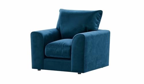 Ecksofa-Set aus Plüschstoff, mit linker und rechter Hand, 3 + 2-Sitzer, Drehstuhl und Polster-Top-Fußhocker, Königsblau von Generisch