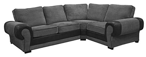 Ecksofa-Suite – große Jumbo-Kordel in Schwarz und Grau mit 3-Sitzer, 2-Sitzer und Sessel – bequeme Wohnzimmermöbel von Generisch