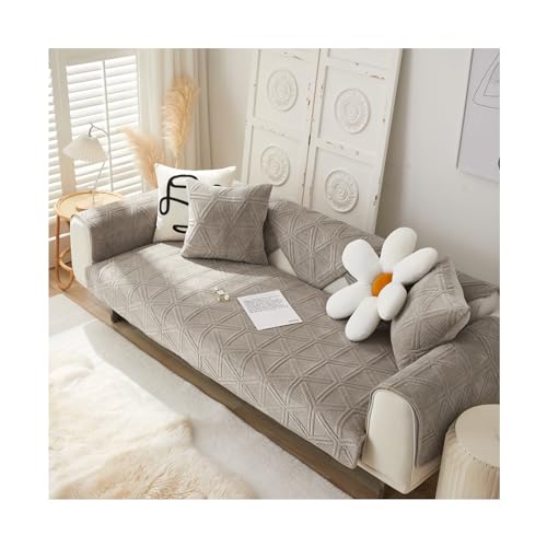 Ecksofa rutschfest Haustier Sofabezug Ecksofa L Form Couchschutz für 1 2 3 4 Sitzer, Dicke Chenille Wasserdicht Hellgrau 70 * 180cm von Generisch