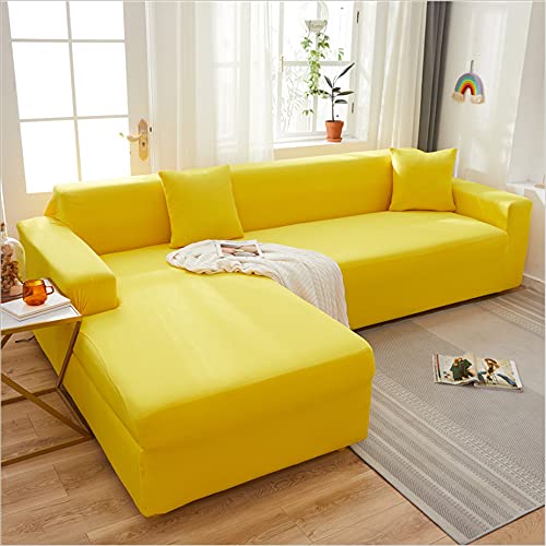 Ecksofabezug, universeller Stretch-Möbelschutz für Ledercouch, 2-Sitzer und 3-Sitzer, Vier-Jahreszeiten-Design, leicht zu reinigen, Hellgelb Ecksofabezug, universeller Stretch-Möbelschutz für Ledercouch, 2-Sitzer und 3-Sitzer, Vier-Jahreszeiten-Design, leicht zu reinigen, Hellgelb von Generisch