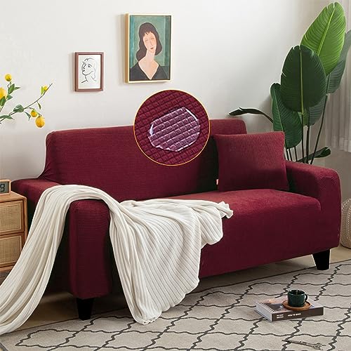 Ecksofabezug Wasserdicht Rechts Ecksofa Stretch Spandex Stoff Weicher 1-Sitzer Sesselbezug Vollständige Abdeckung Burgunderrot (1 Stück) von Generisch