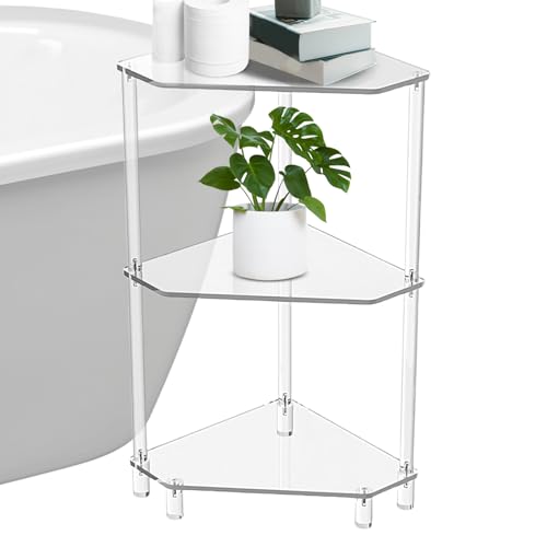 Ecktisch aus Acryl - Ecktisch mit Halterung für Eckregal 12 x 12 x 26 Zoll p, transparenter Acryl-Ecktisch | 3-stufiger dreieckiger Ecktisch für Wohnzimmer Ecktisch aus Acryl - Ecktisch mit Halterung für Eckregal 12 x 12 x 26 Zoll p, transparenter Acryl-Ecktisch | 3-stufiger dreieckiger Ecktisch für Wohnzimmer von Generisch