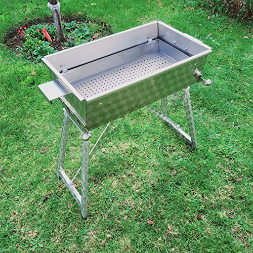 Edelstahgrill Angler Picknick Grill mit klappbaren Beinen Campinggrill Schaschlikgrill Holzkohlegrill Mangal рыбацкий мангал гриль Шашлычница Edelstahl V2A (60x30cm) von Generisch
