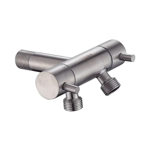 Edelstahl 304 Wandmontage Garten Wasserhahn mit Doppelauslass G1 2 Zoll Bad & Waschmaschine Wasserhahn Eckwasserventil für den Außenbereich von Generisch