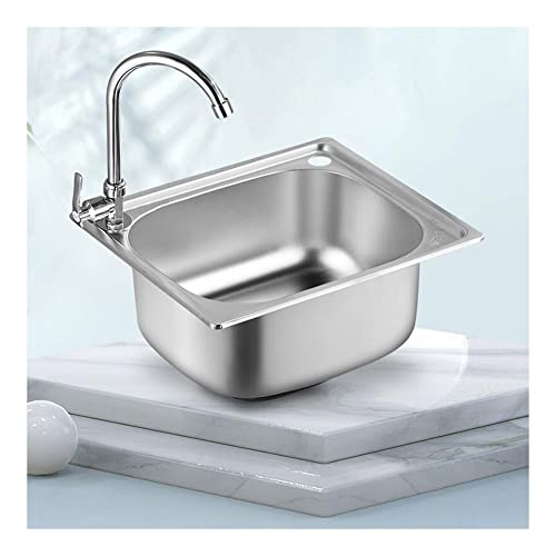 Edelstahl Barspüle mit Wasserhahn, Drop-in Einzelbecken Wandmontierte Eckspüle für Wohnmobil und Badezimmer mit Wandhalterung von Generisch
