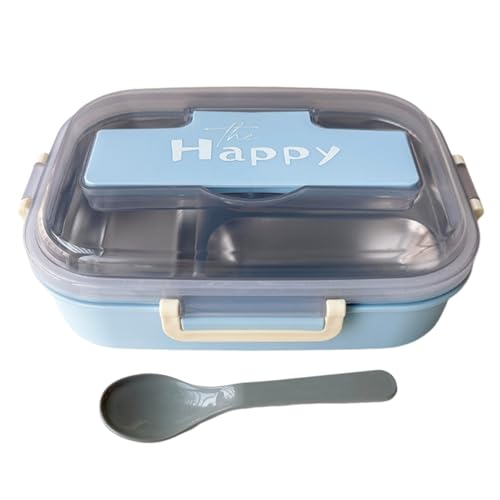 Edelstahl Brotdosen Mit Deckeln Und Besteck 22x16.5x6.5 Cm Kinder Brotboxen Rechteckig Praktische Lebensmittelbox Blau Auslaufsicher Lebensmittel Aufbewahrungsbox Für Schule Büro Kindergarten von Generisch