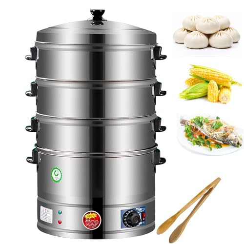 Edelstahl-Dampfgarer mit automatischer Heizung, 3 abnehmbare Schüsseln für gesundes Kochen, kompaktes Design für einfache Lagerung Edelstahl-Dampfgarer mit automatischer Heizung, 3 abnehmbare Schüsseln für gesundes Kochen, kompaktes Design für einfache Lagerung von Generisch