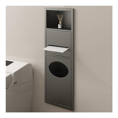 Edelstahl-Dusche mit Mülleimer, wasserdichtes versenktes Aufbewahrungsregal, Wand-Caddy für Badezimmer, keine Fliesen erforderlich (Grau, 63 x 20 x 13,5 cm) von Generisch