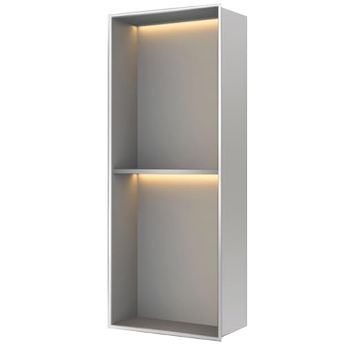 Edelstahl-Dusche mit doppellagigem Toilettenpapierhalter, dekorativer Aufbewahrungsschrank für Badezimmer, Hotel und Zuhause (grau, 28 x 70 x 12,5 cm – 28 x 28 x 5 Zoll) von Generisch