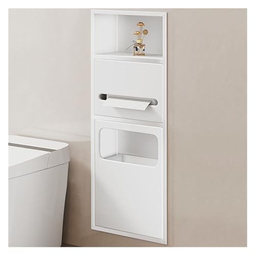 Edelstahl-Duschnischen-Wandmontage, Badezimmer-Regal mit eingebettetem Mülleimer, Nischen-Organizer, weiß, 28 x 13,5 x 70 cm Edelstahl-Duschnischen-Wandmontage, Badezimmer-Regal mit eingebettetem Mülleimer, Nischen-Organizer, weiß, 28 x 13,5 x 70 cm von Generisch