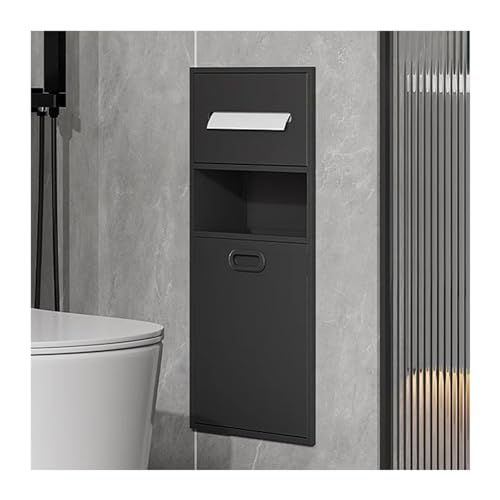 Edelstahl-Duschregal, wasserdicht, versenktes Aufbewahrungsregal für Feuchträume, Toilettenpapier, Shampoo und Toilettenartikel, schwarz-grau, Badezimmer-Organizer (30 x 65 x 12,7 cm) von Generisch