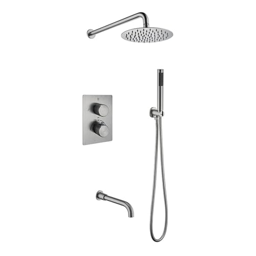 Edelstahl Duschsäule Set mit Verdeckter Mischbatterie 8 Zoll Regenduschkopf Flexibler Schlauch Modernes Badezimmer Duschsystem Gebürstetes Finish Luxus Regenfall Erlebnis Edelstahl Duschsäule Set mit Verdeckter Mischbatterie 8 Zoll Regenduschkopf Flexibler Schlauch Modernes Badezimmer Duschsystem Gebürstetes Finish Luxus Regenfall Erlebnis von Generisch