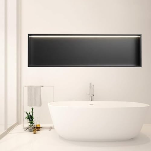 Edelstahl Einbaudusche mit LED-Licht - Badezimmer Wandregal Keine Fliesen benötigt Moderne Duschaufbewahrung Wasserdichtes Design Platzsparende Lösung Edelstahl Einbaudusche mit LED-Licht - Badezimmer Wandregal Keine Fliesen benötigt Moderne Duschaufbewahrung Wasserdichtes Design Platzsparende Lösung von Generisch