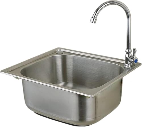 Edelstahl Einzelbecken Spülbecken mit Ablaufgarnitur für Einbau-/Unterbau in Bars, Restaurants und kleinen Küchen von Generisch