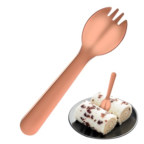 Edelstahl -Eislöffel - Ended Dessert Spork Set, Multi -Verwendung -Salatgabeln | Herbst Resistente -Utensilien Geeignete Ramen-Cutters Gebratener Reis-Vorspeisengebrauch, Gabel-Set He von Generisch