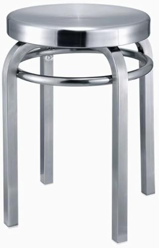 Edelstahl-Esszimmerhocker, stapelbare Metall-Barhocker für Thekenhöhe, Industrie-Stil von Generisch