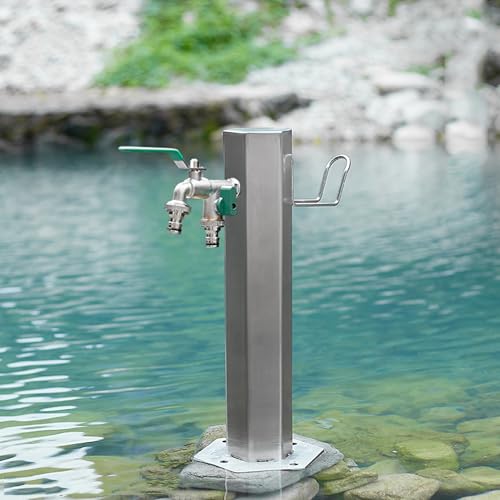 Edelstahl Garten Wassersäule Frostbeständig Outdoor Wasserhahn Entwässerung Wasserhahn Schlauchhalter für Gartenbewässerung (50 x 20,5 cm) von Generisch