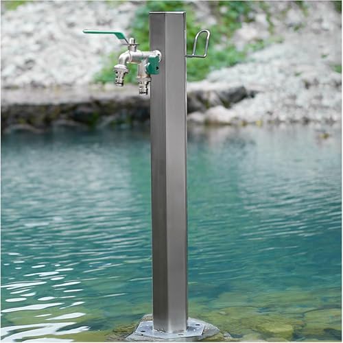 Edelstahl Garten Wassersäule Frostbeständiger Außenhahn Ablassventil Schlauchhalter für effiziente Gartenbewässerung (86 x 20,5 cm) von Generisch