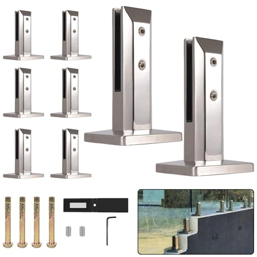 Edelstahl Glasklemme für Pool Zaun Balustrade Geländer, Verstellbare Clips Halter Halterung für Balkon und Garten Deck Handlauf von Generisch