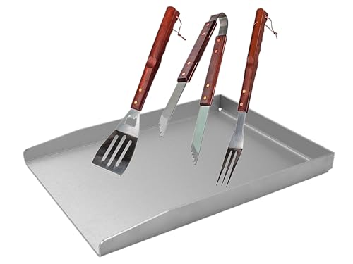 Edelstahl Grillplatte Plancha Grillschale MASSIV 4mm Stärke 30x40cm für Gasgrill und Holzkohlegrill (30 x 40 cm) von Generisch