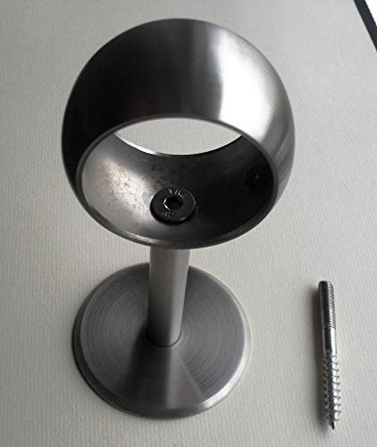 Edelstahl Handlaufhalter mit Kugelring für Ø 33,7 mm Rohr V2A Handlaufstütze Handlaufträger Konsole Brüstung Geländer VA (Stift-Länge 120 mm) von Generisch