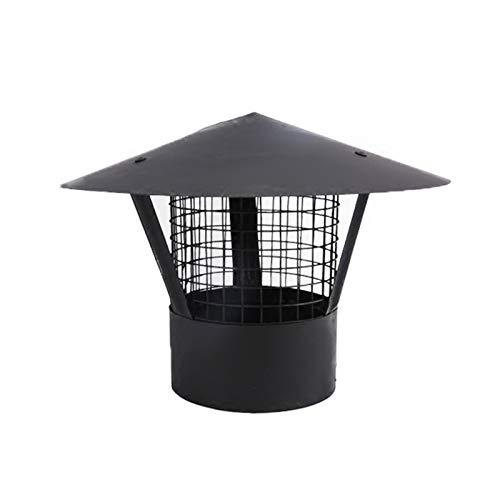 Edelstahl Kaminhaube & Rauchrohr-Abdeckkappe – 304 Schwarz Vogelschutz-Entlüftungsdeckel mit Netzschutz für Auspuffrohr, Regen & Schnee Hut (Größe: 125 mm) von Generisch