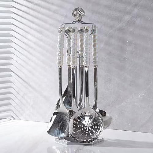 Edelstahl Küchenhelfer Set 7-teilig High-End Metall Küchenhelfer Set Besteck mit Ständer Hitzebeständiger Keramikgriff Spülmaschinenfest Edelstahl Küchenhelfer Set 7-teilig High-End Metall Küchenhelfer Set Besteck mit Ständer Hitzebeständiger Keramikgriff Spülmaschinenfest von Generisch