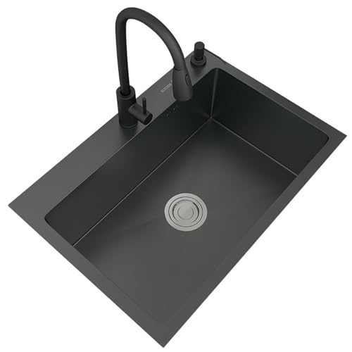 Edelstahl-Küchenspüle, 550 x 450 mm, mit Sieb und Abflussüberlauf-Set, Unterbau-Optionen für modernes Zuhause und einfache Installation von Generisch