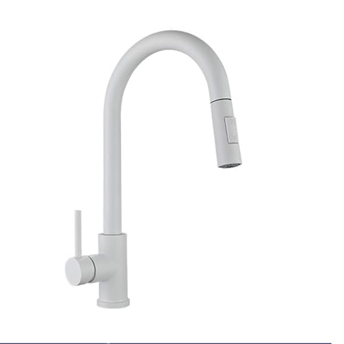 Edelstahl Küchenspüle Wasserhahn, 360° Schwenkbar Einhebelmischer mit herausziehbarer Brause, 2 Strahlmodi, Modernes Design, Einfache Installation, Weißes Finish von Generisch