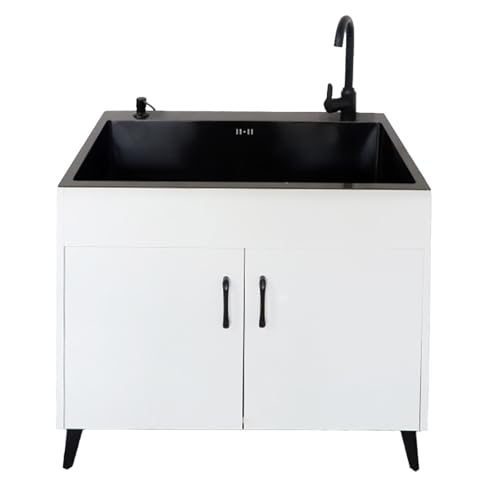 Edelstahl-Küchenspüle mit ausziehbarem Wasserhahn, Ablagen und Ständer für Zuhause, Restaurant, Hinterhof, langlebiges Konsolen-Design, perfekt zum Kochen im Freien und zur Zubereitung von von Generisch