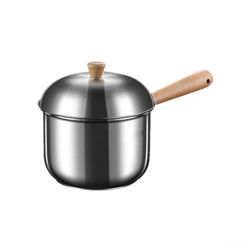 Edelstahl Milch Warmhalte-Topf Mini Kleine Soßentopf mit Holzgriff Küche Kochtopf für Butter Schmelzen Suppe Heizung für Reisen Camping (400 ml) von Generisch