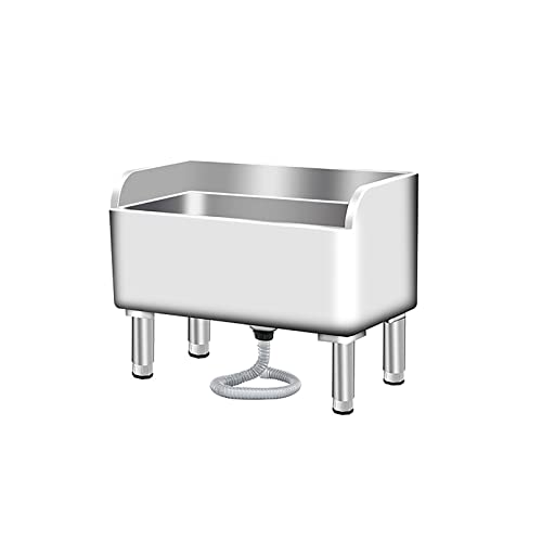 Edelstahl-Mopp-Service-Waschbecken – robuste und langlebige Bodenspüle für den Innen- und Außenbereich für Waschküche und gewerbliche Küche – kleine Haustier- und Nutzwanne – Schrägspüle mit von Generisch