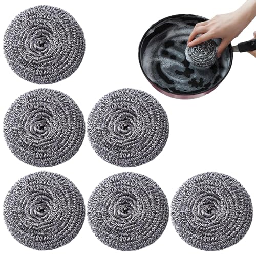 Edelstahl -Peeling 195g | 6 Pack wiederverwendbares Drahtscheuerkissen | Kratzer- und Hitzebeständungsreiniger für Töpfe, Pfannen, Öfen, BBQ, Camping | Küche oder Zimmer von Generisch