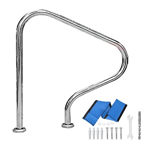Edelstahl-Poolschiene, Schwimmsicherheitsgriffe für Rampengeländer, einfach zu montierende Spa-Handläufe, Inneneingang/Silber/80 x 80 cm von Generisch