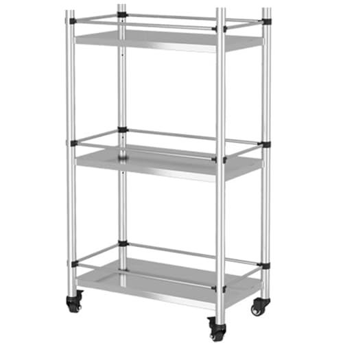 Edelstahl-Regal mit 5 Ebenen, robust, mit Rädern, dekorativer Metall-Arbeitstisch, Organizer, Regale für Töpfe (40 x 32 x 84 cm) von Generisch