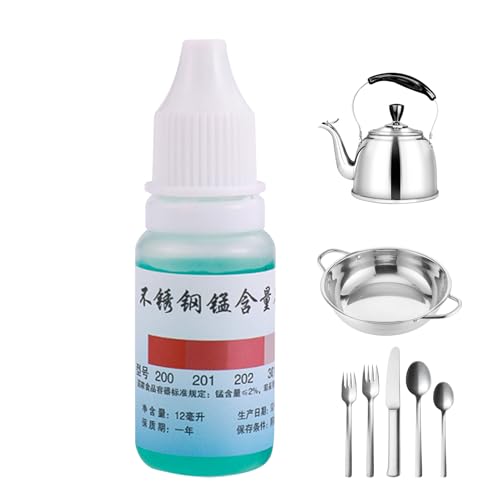 Edelstahl-Testmittel – 12 ml 304 Güteklasse Checker für Küchengeschirr, Geschirr, Utensilien, sofortiger Edelstahl-Authentizitätsdetektor, Flüssigkeit für lebensmittelechtes Metall-Kochgeschirr und Edelstahl-Testmittel – 12 ml 304 Güteklasse Checker für Küchengeschirr, Geschirr, Utensilien, sofortiger Edelstahl-Authentizitätsdetektor, Flüssigkeit für lebensmittelechtes Metall-Kochgeschirr und von Generisch