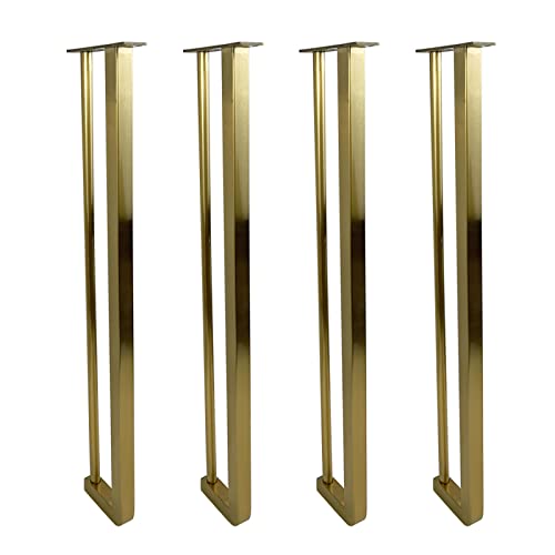Edelstahl Tischbeine Metall Möbelfüße für Esstisch Couchtisch Schreibtisch Nachttisch Sofa - Ersatzteile mit Schrauben (71cm Gold) von Generisch