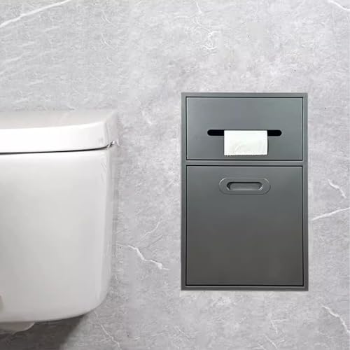 Edelstahl Wandregal Duschregal mit integriertem Toilettenpapierhalter und Mülleimer - Platzsparende Badezimmeraufbewahrung für moderne Häuser von Generisch