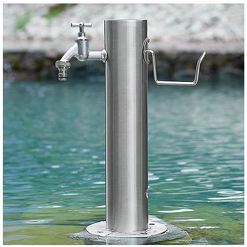 Edelstahl-Wasserhahn-Säule für den Außenbereich mit Frostschutzschlauchständer für Gartenbrunnen und Hof-Hydrant von Generisch