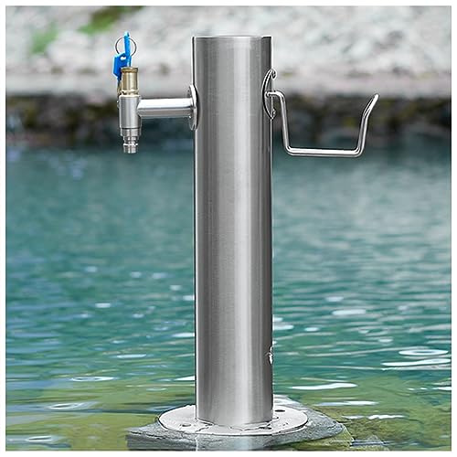 Edelstahl-Wasserhahn-Säule für den Außenbereich mit Frostschutzschlauchständer für Gartenbrunnen und Hof-Hydrant von Generisch