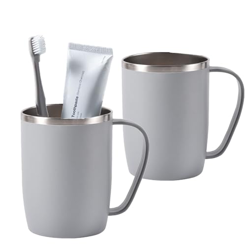Edelstahl Zahnputzbecher Set - 2 Stück Hochwertiger 304 Edelstahl Becher mit Griff - Stylisches Badezimmer Accessoire - Rostfrei & Langlebig Edelstahl Zahnputzbecher Set - 2 Stück Hochwertiger 304 Edelstahl Becher mit Griff - Stylisches Badezimmer Accessoire - Rostfrei & Langlebig von Generisch