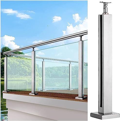 Edelstahl & Glas Geländer Kit für Terrasse/Pool Quadratisch/Rund il System 105 cm (41 Zoll) Perfekt für Balkon & Außenbereich von Generisch