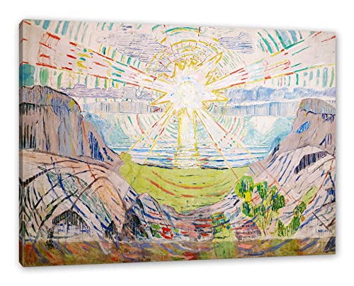 Pixxprint Edvard Munch - Die Sonne, Größe: 100x70cm, Leinwandbild, fertig gespannt, Wandbild, Dekoration, Kunstdruck, kein Poster Pixxprint Edvard Munch - Die Sonne, Größe: 100x70cm, Leinwandbild, fertig gespannt, Wandbild, Dekoration, Kunstdruck, kein Poster von Generisch