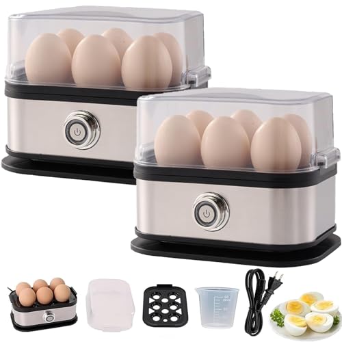 Effortless Egg Cooking with The Ultimate Stainless Steel Egg Cooker, Smart Egg Cooker with Auto Shut, Electric Rapid Egg Boiler for 6 Eggs, for Lid Soft/Medium/Hard Boiled Poached Egg (2pc) von Generisch