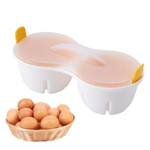 Egg Boiler For Microwave, 2-Cavity Nonstick Poached Egg Maker With Lid, Heat-Resistant Kitchen Gadget For Quick Breakfast, Easy Cooking, Home, Dorm Use, 8.66x3.43x4.33 In von Generisch