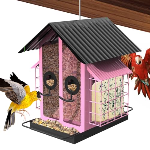 Eichhörnchensichere Vogelfutterhäuser für den Außenbereich | Metall Vogelfutterhäuschen Mit Doppeldach - Vogelbedarf Für Zaun Baum Terrasse Balkon Garten Eichhörnchensichere Vogelfutterhäuser für den Außenbereich | Metall Vogelfutterhäuschen Mit Doppeldach - Vogelbedarf Für Zaun Baum Terrasse Balkon Garten von Generisch