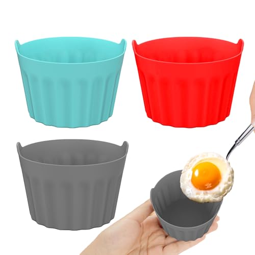 Eierkocher Silikonform 3er Pack Heißluftfritteuse | Antihaft lebensmittelechte Eierkochbecher hitzebeständig langlebig spülmaschinenfest Auflaufform vielseitiger Backbecher Küchenhelfer zum Dämpfen Br Eierkocher Silikonform 3er Pack Heißluftfritteuse | Antihaft lebensmittelechte Eierkochbecher hitzebeständig langlebig spülmaschinenfest Auflaufform vielseitiger Backbecher Küchenhelfer zum Dämpfen Br von Generisch