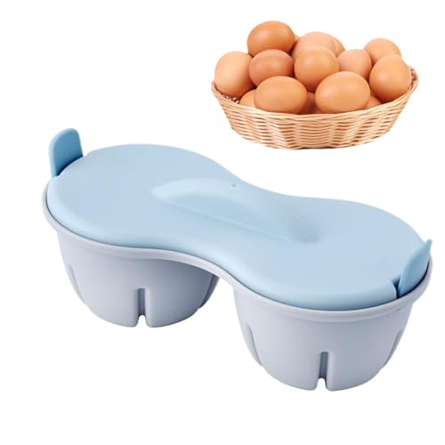 Eierkocher für Mikrowelle – 2 Mulden, Esszimmerkocher, Küchenhelfer, Kochen weich und hart gekochtes Ei, Mikrowellen-Pochierer mit Deckel Eierkocher für Mikrowelle – 2 Mulden, Esszimmerkocher, Küchenhelfer, Kochen weich und hart gekochtes Ei, Mikrowellen-Pochierer mit Deckel von Generisch